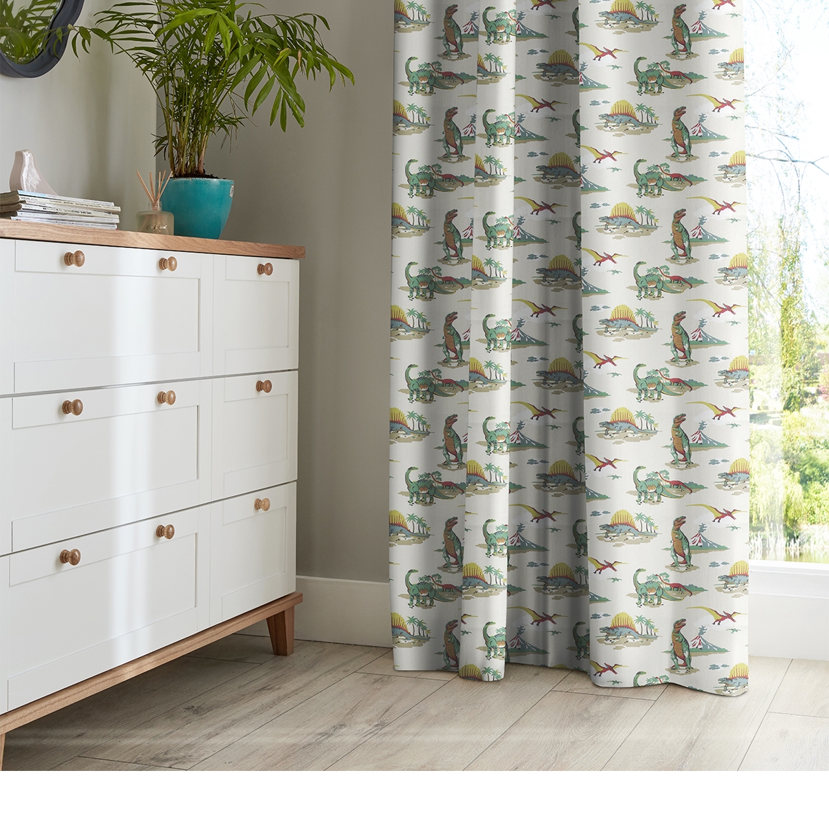 Product photograph of Cath Kidston Dino Multi Curtain from Choice Furniture Superstore.